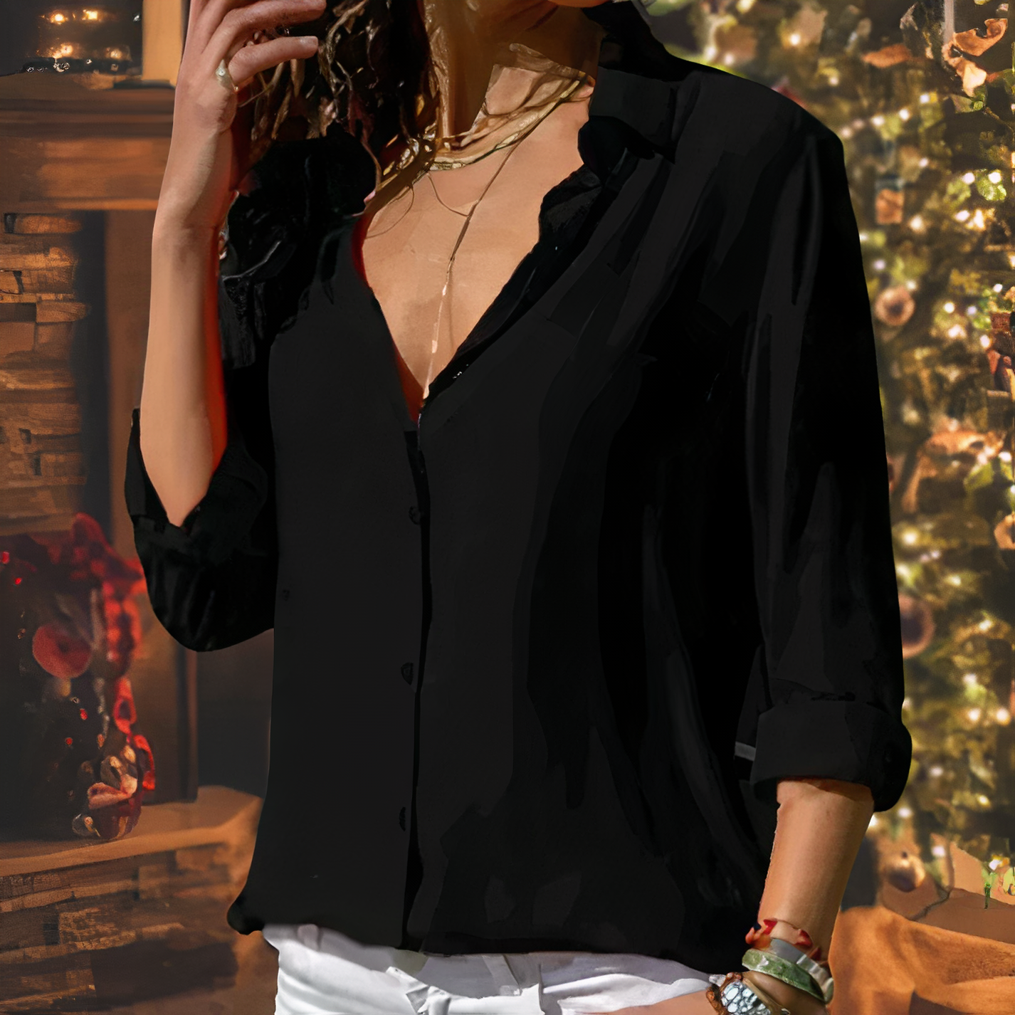 Blusa a maniche lunghe con design raffinato I Ideale per primavera e autunno