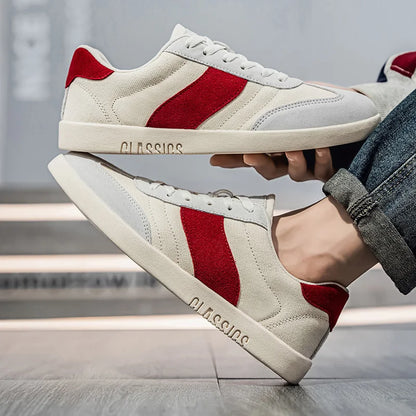 Men's Sneakers with Canvas Upper, Side Stripe, and EVA Sole