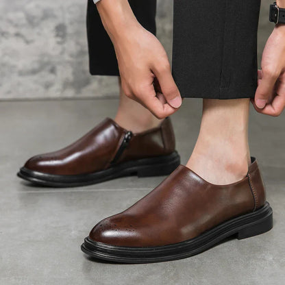 Mocassini da Uomo Dettaglio Brogue Zip Laterale Soletta Imbottita