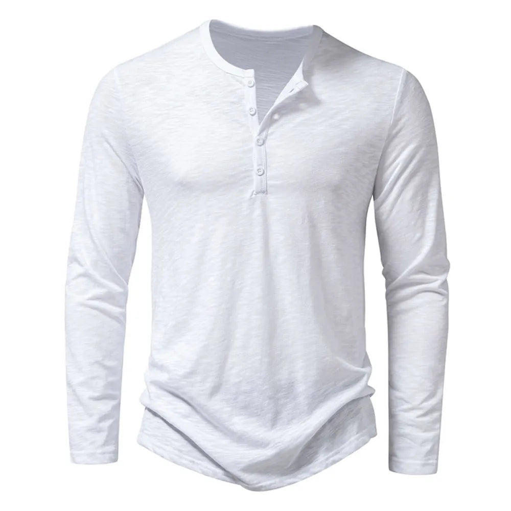 Maglia Henley da Uomo Slim Fit a Manica Lunga