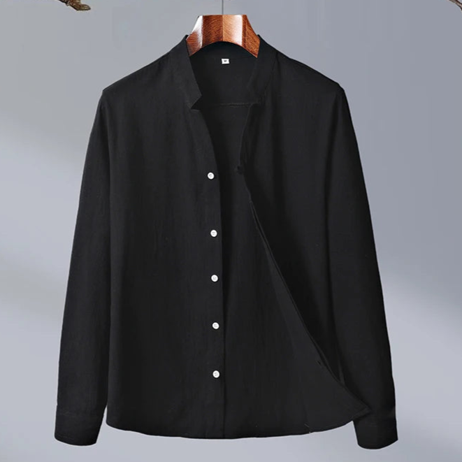 Camicia Estiva da Uomo Colletto alla Coreana Vestibilità Sartoriale