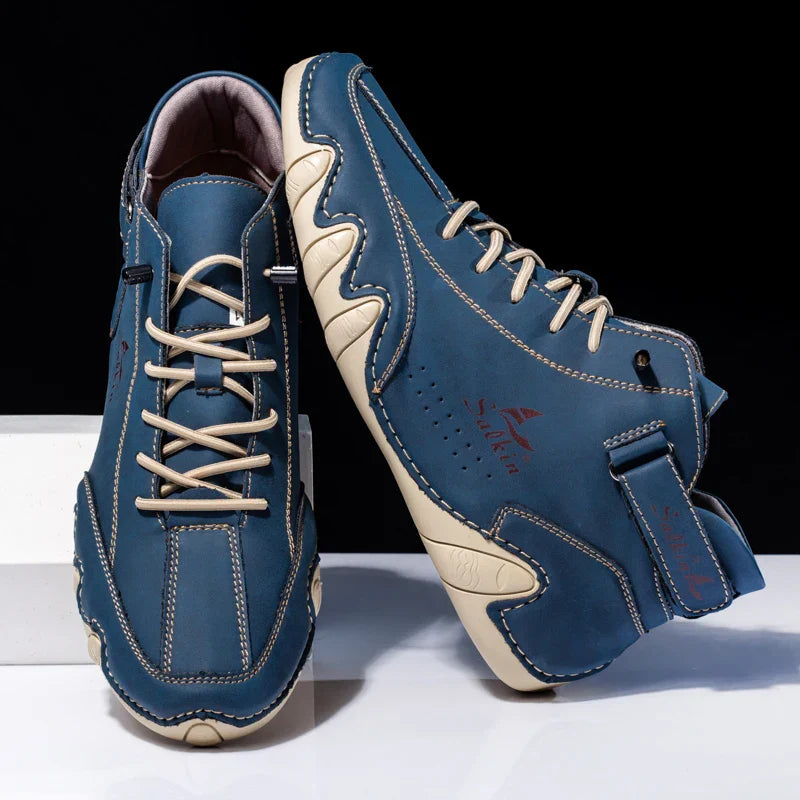 Scarpe da Uomo High Top con Suola Ondulata e Dettagli Cuciti