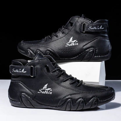 Scarpe da Uomo High Top con Suola Ondulata e Dettagli Cuciti