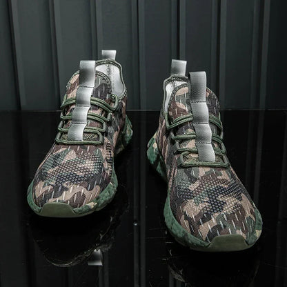 Sneakers da Uomo Tomaia in Mesh Traspirante Design Camo Suola Spessa
