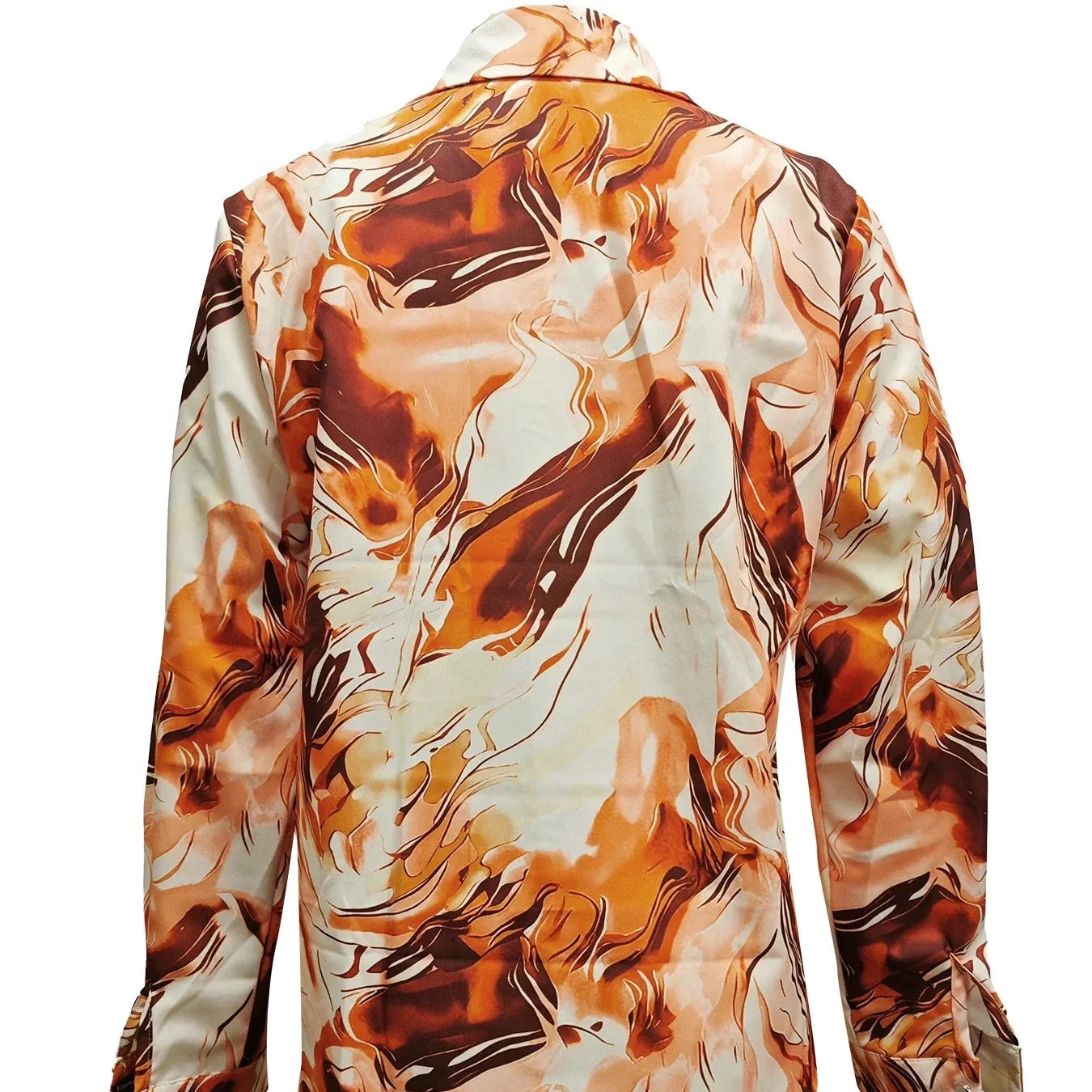 Camicia da Donna in Raso Stampa Marmo Vestibilità Fluida