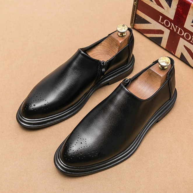 Mocassini da Uomo Dettaglio Brogue Zip Laterale Soletta Imbottita