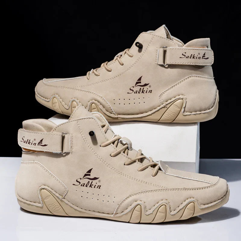 Scarpe da Uomo High Top con Suola Ondulata e Dettagli Cuciti
