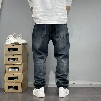 Jeans Patchwork da Uomo con Tasche Cargo e Vestibilità Tapered