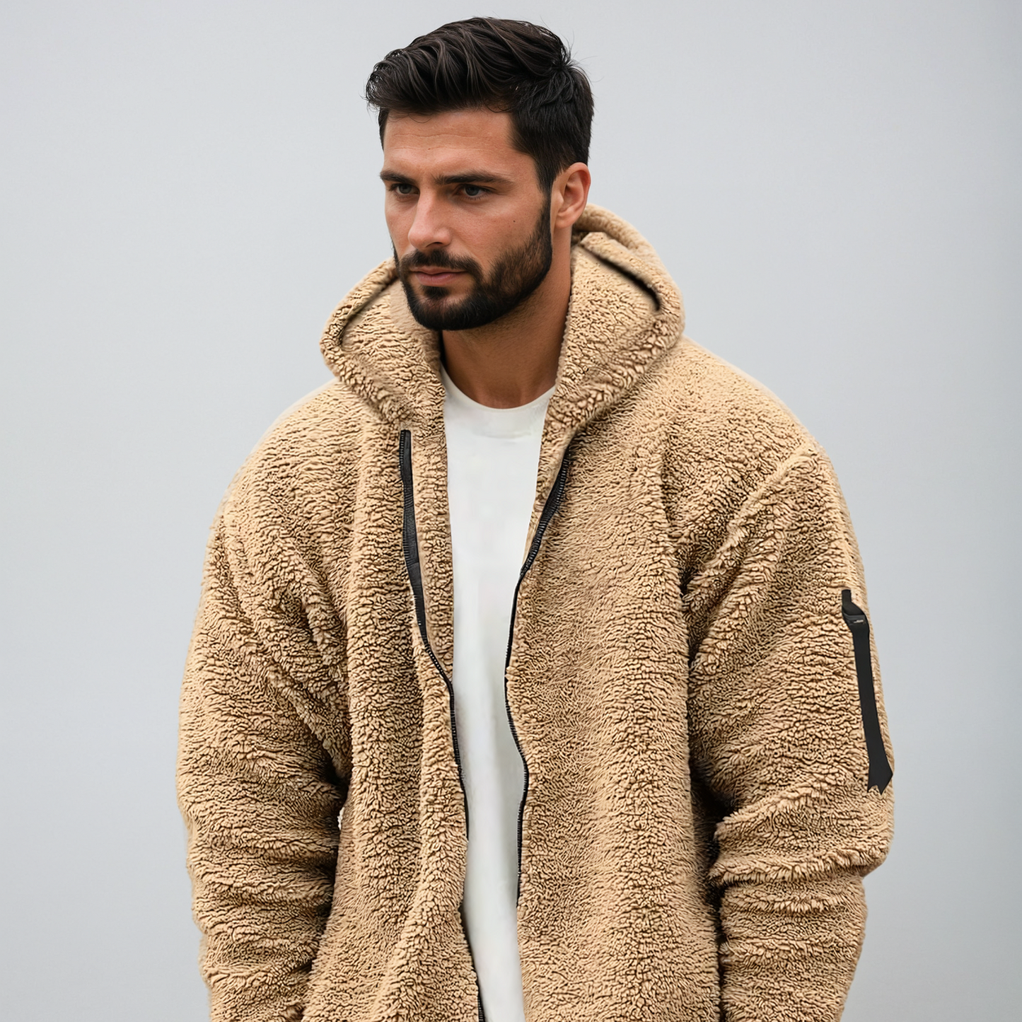 Giacca Invernale da Uomo in Pile con Cappuccio
