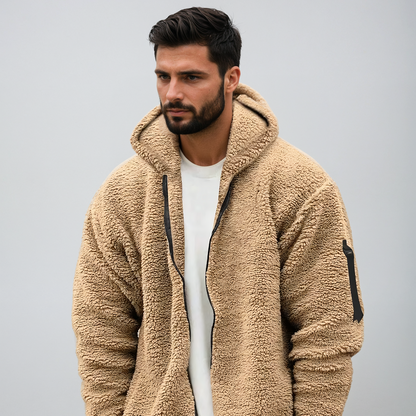 Giacca Invernale da Uomo in Pile con Cappuccio