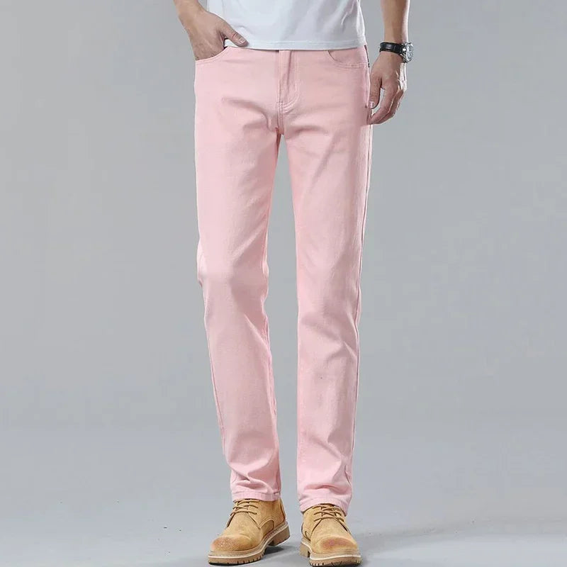 Jeans Uomo Cotone Colorato Straight-Leg Fit