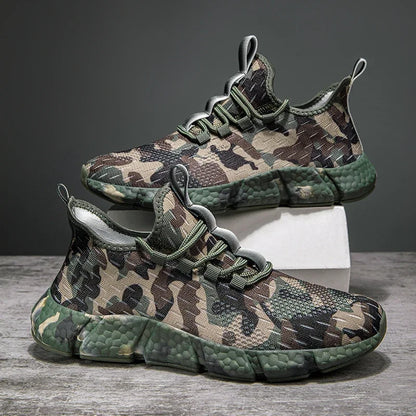 Sneakers da Uomo Tomaia in Mesh Traspirante Design Camo Suola Spessa
