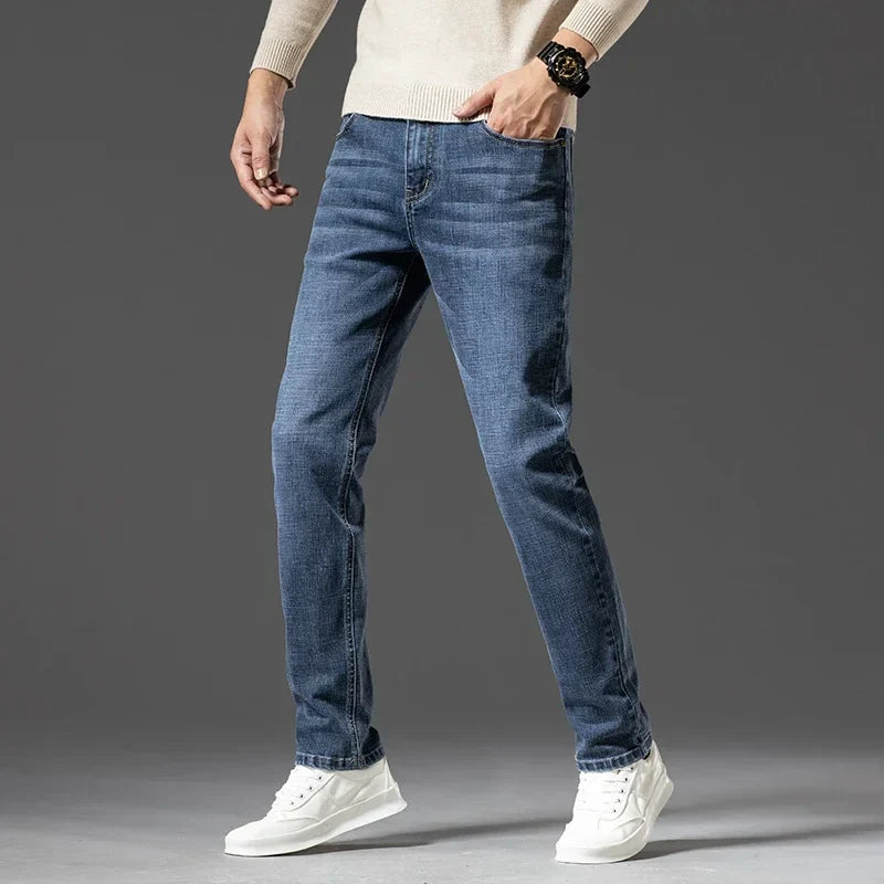Jeans Slim Straight da Uomo Leggermente Elasticizzati