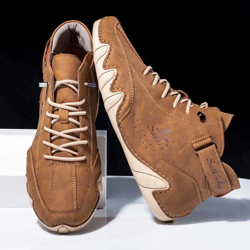 Scarpe da Uomo High Top con Suola Ondulata e Dettagli Cuciti
