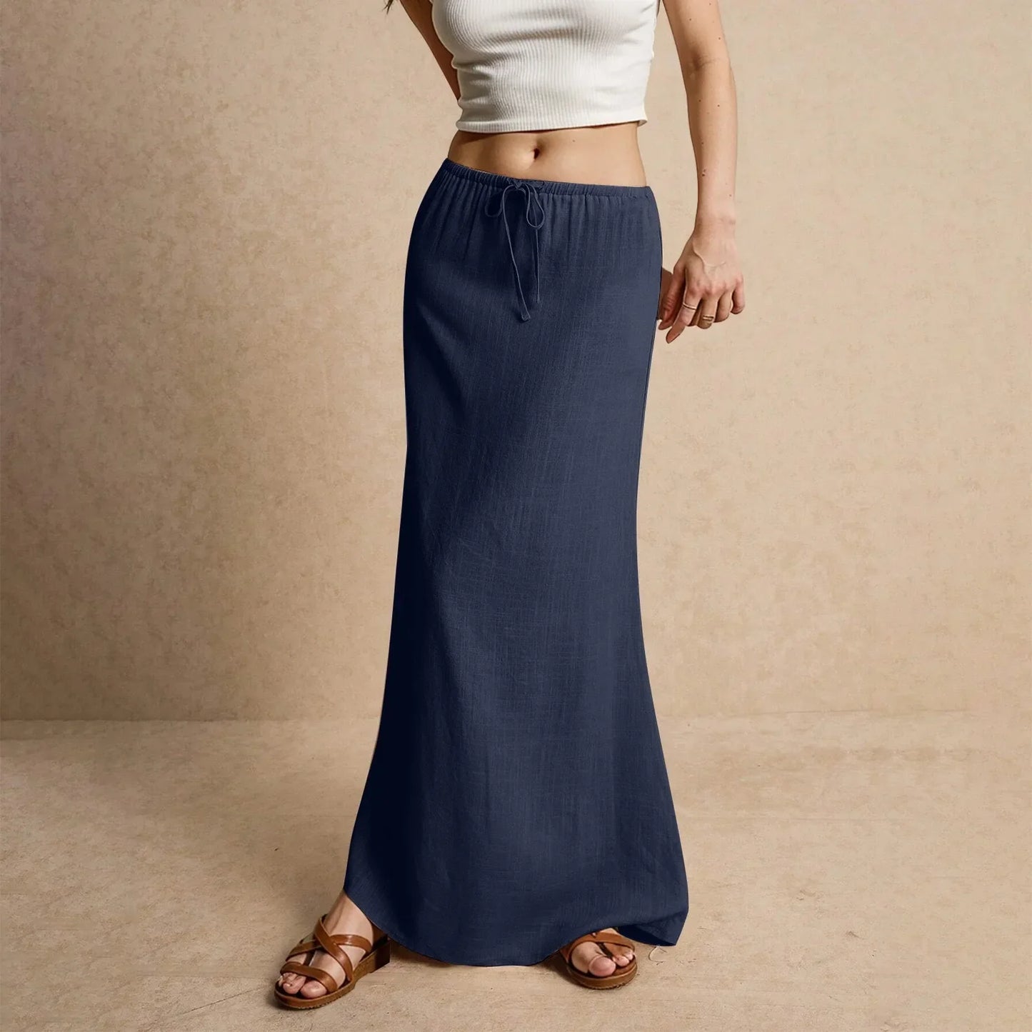 Gonna Maxi da Donna con Vita a Coulisse e Silhouette Fluttuante