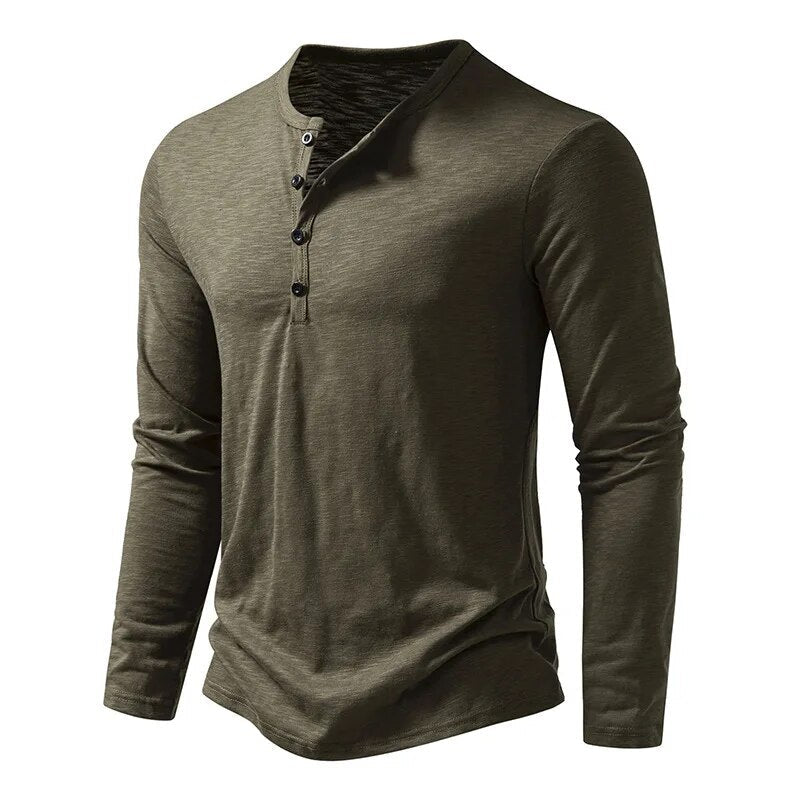 Maglia Henley da Uomo Slim Fit a Manica Lunga
