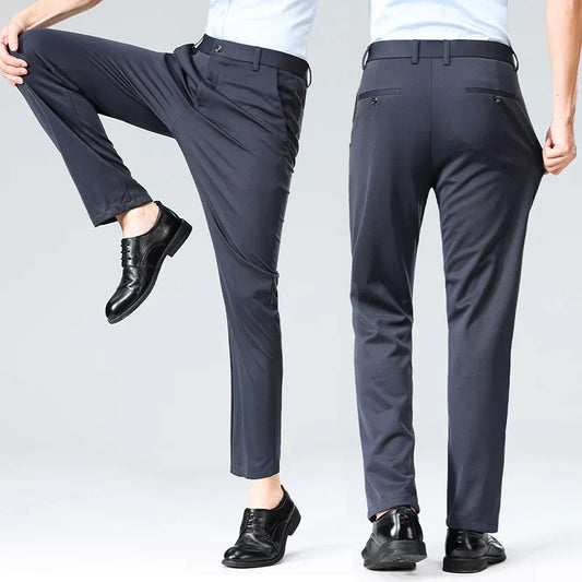Pantaloni Stretch da Uomo con Vita Elasticizzata e Vestibilità Sartoriale