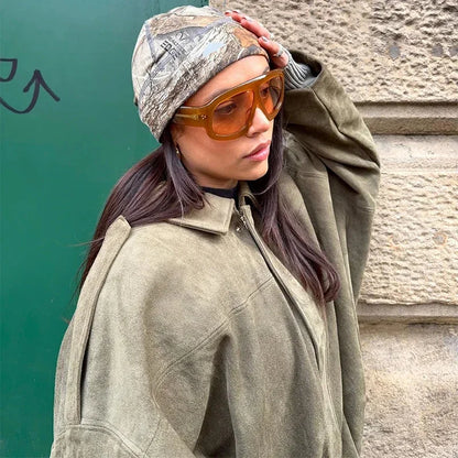 Giacca Oversize da Donna con Effetto Suede