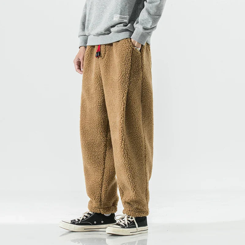 Pantaloni da Tuta da Uomo con Vestibilità Comoda, Coulisse in Vita e Fodera in Pile Spesso