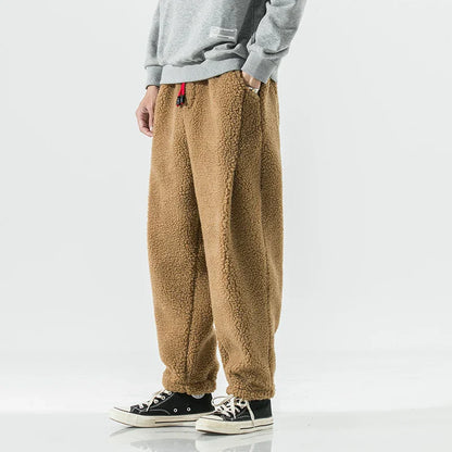Pantaloni da Tuta da Uomo con Vestibilità Comoda, Coulisse in Vita e Fodera in Pile Spesso