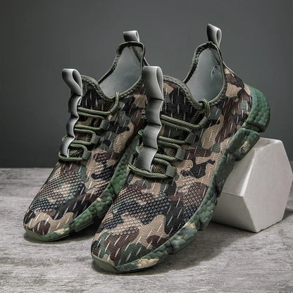 Sneakers da Uomo Tomaia in Mesh Traspirante Design Camo Suola Spessa