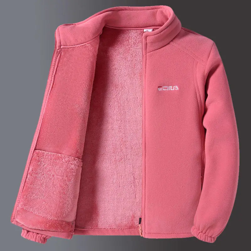 Chaqueta térmica de invierno para mujer con cremallera integral y caparazón cortaviento