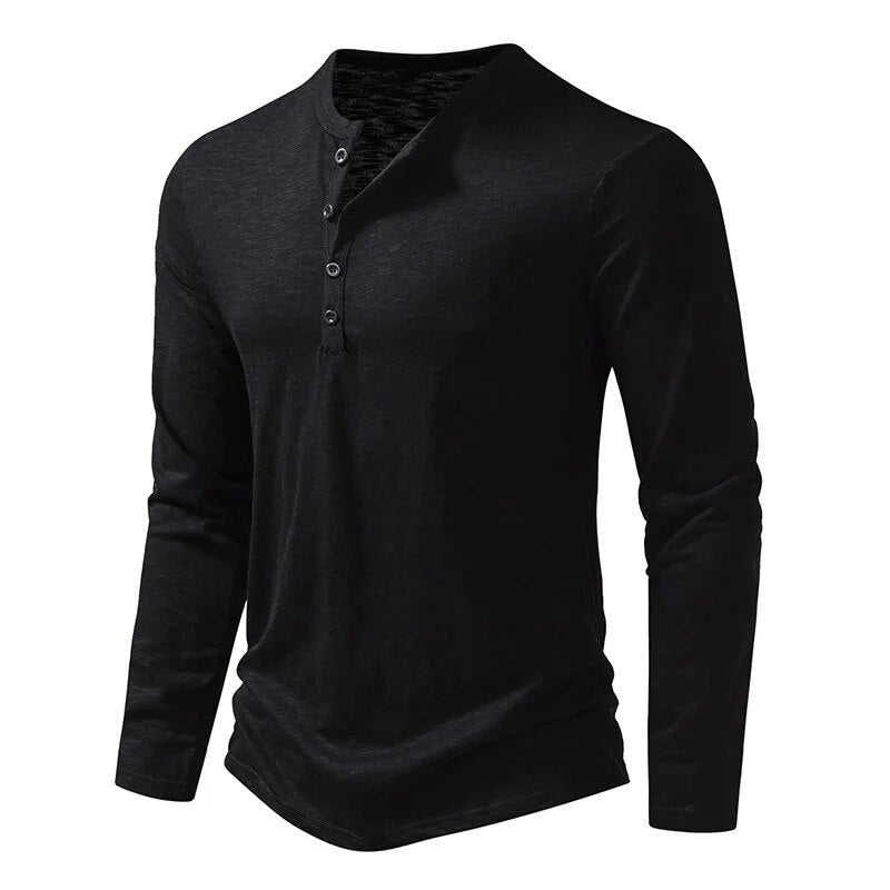 Maglia Henley da Uomo Slim Fit a Manica Lunga