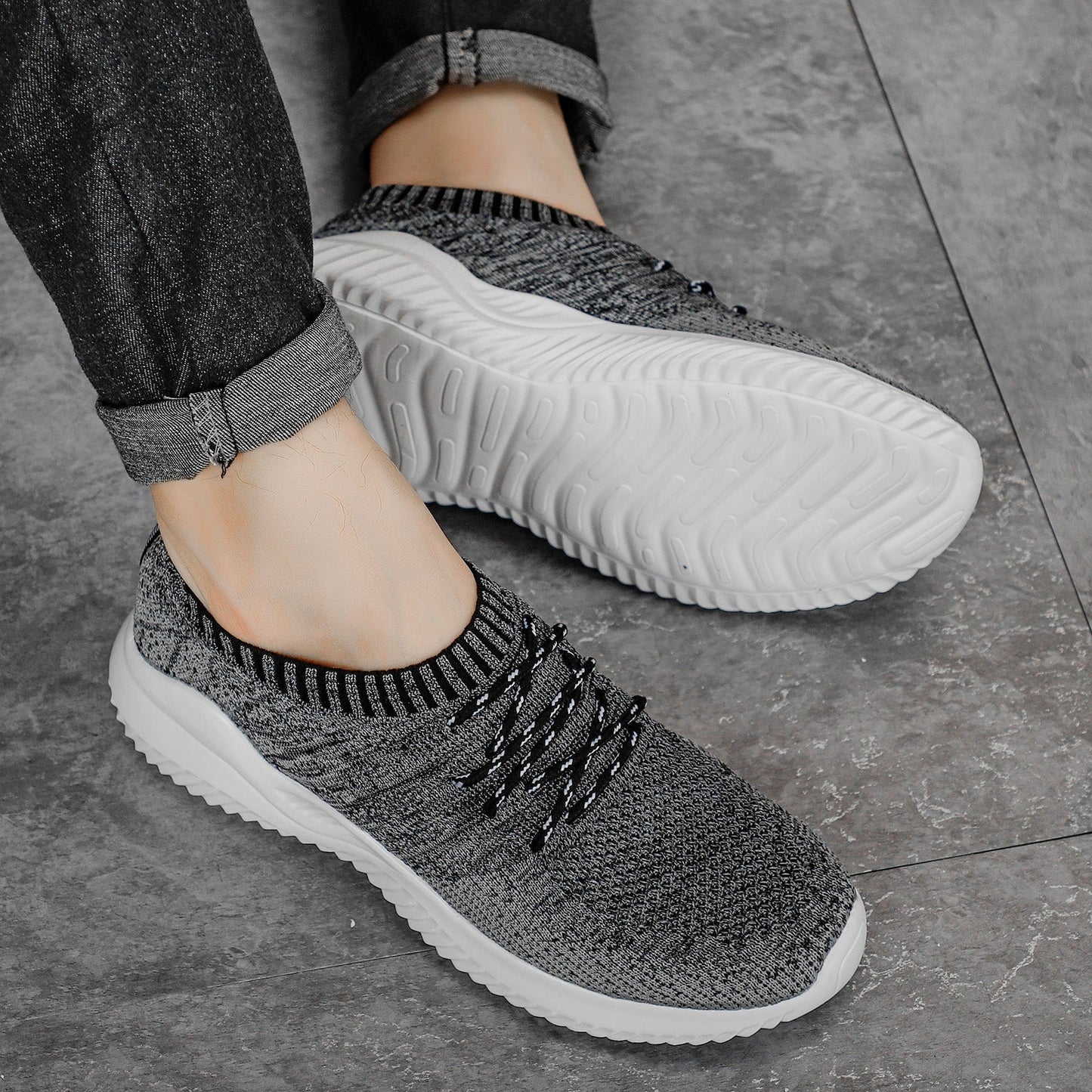 Sneakers da Uomo in Mesh con Colletto Elasticizzato e Suola in Gomma