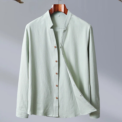 Camicia Estiva da Uomo Colletto alla Coreana Vestibilità Sartoriale