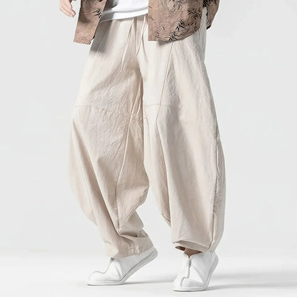 Pantaloni Oversize da Uomo con Vita Elasticizzata e Dettagli Cuciti