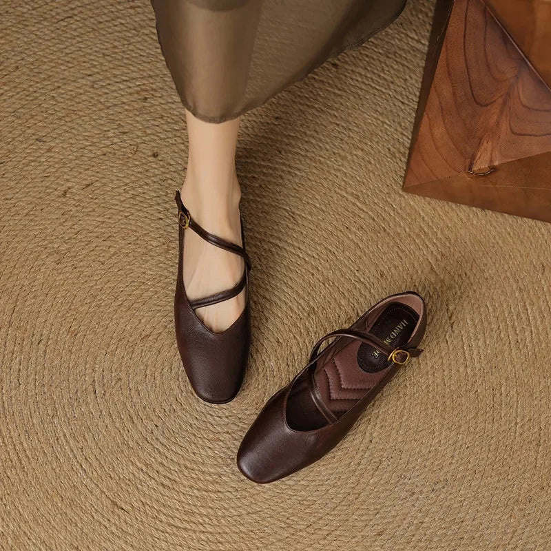 Ballerine Chiuse da Donna con Cinturino Regolabile e Suola Antiscivolo