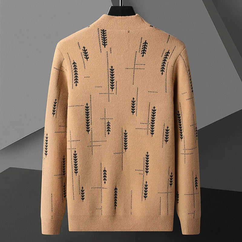 Cardigan da Uomo Autunnale con Stampa a Maglia Heritage e Maniche Lunghe