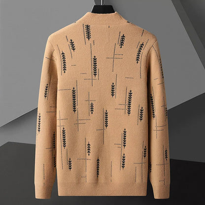 Cardigan da Uomo Autunnale con Stampa a Maglia Heritage e Maniche Lunghe