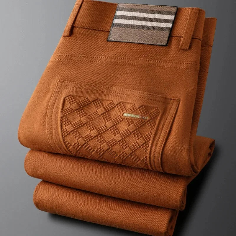 Pantaloni da Uomo in Cotone con Vita Testurizzata e Tasca a Motivo Diamante