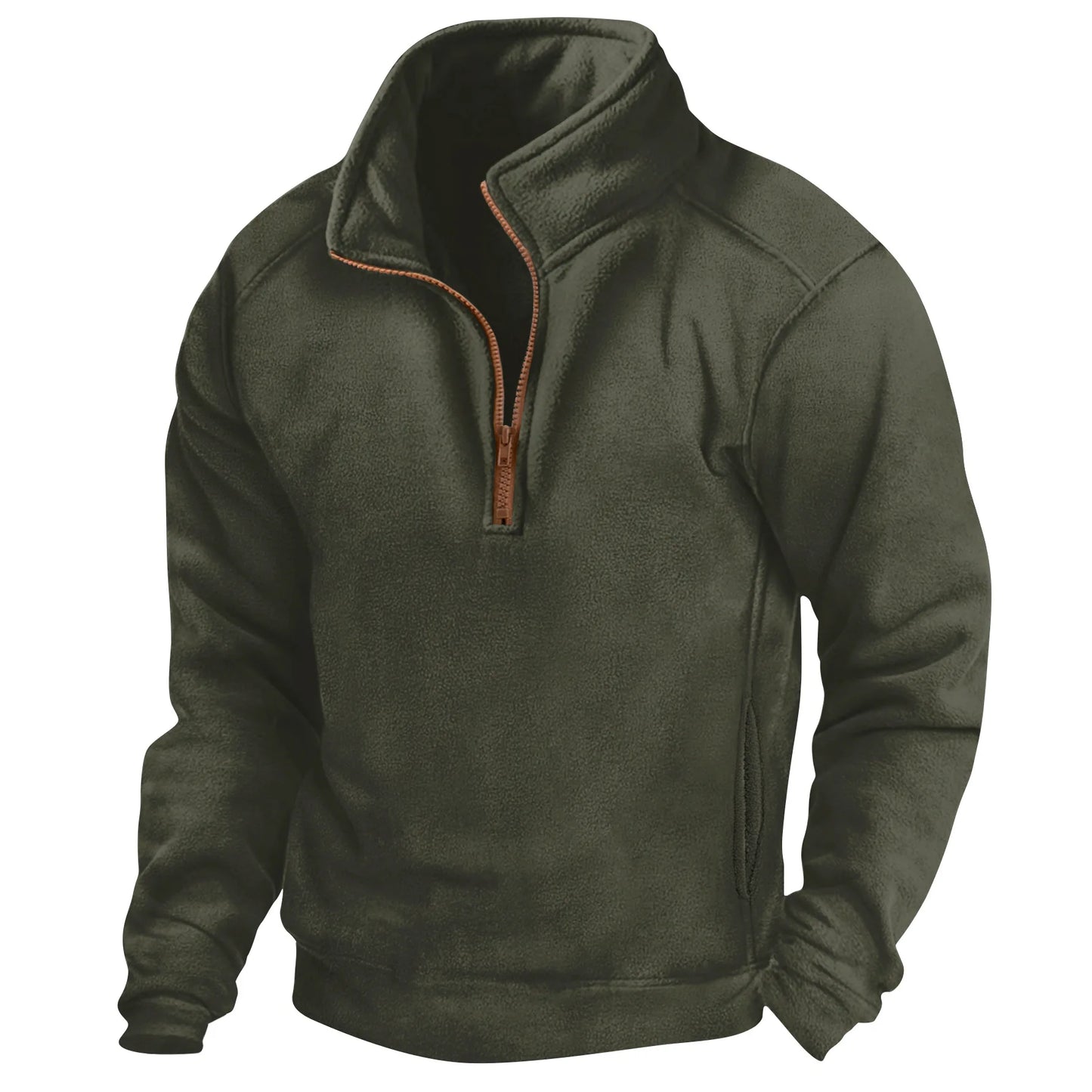 Felpa Tattica Fleece da Uomo con Collo Alto, Mezza Cerniera e Tasche Laterali, Maniche Lunghe, Ideale per Sport e Allenamenti