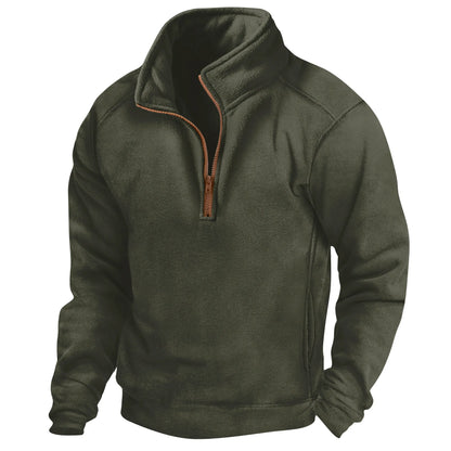 Felpa Tattica Fleece da Uomo con Collo Alto, Mezza Cerniera e Tasche Laterali, Maniche Lunghe, Ideale per Sport e Allenamenti
