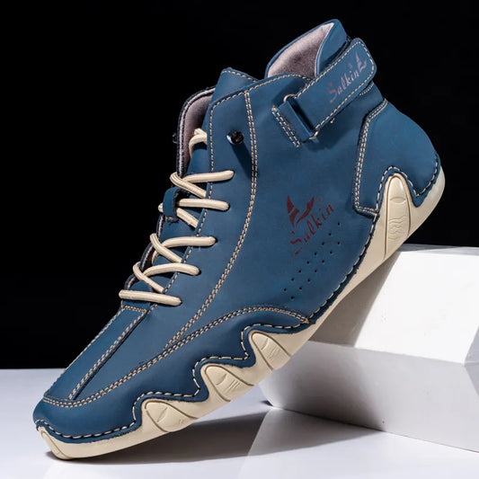 Scarpe da Uomo High Top con Suola Ondulata e Dettagli Cuciti