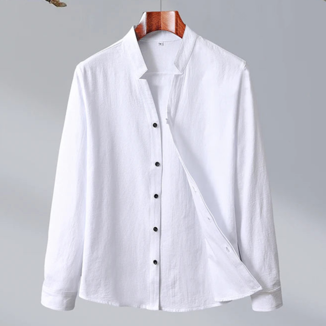 Camicia Estiva da Uomo Colletto alla Coreana Vestibilità Sartoriale