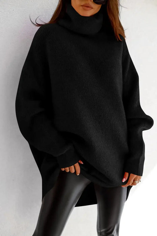 Pullover Oversize a Collo Alto in Maglia Grossa – Ideale per l’Inverno