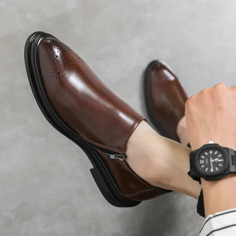 Mocassini da Uomo Dettaglio Brogue Zip Laterale Soletta Imbottita