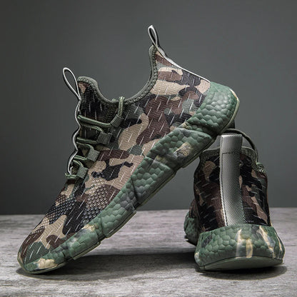 Sneakers da Uomo Tomaia in Mesh Traspirante Design Camo Suola Spessa