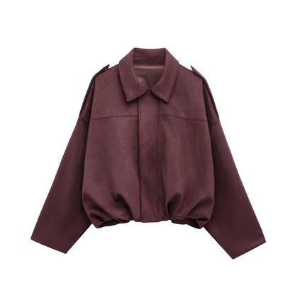 Giacca Oversize da Donna con Effetto Suede