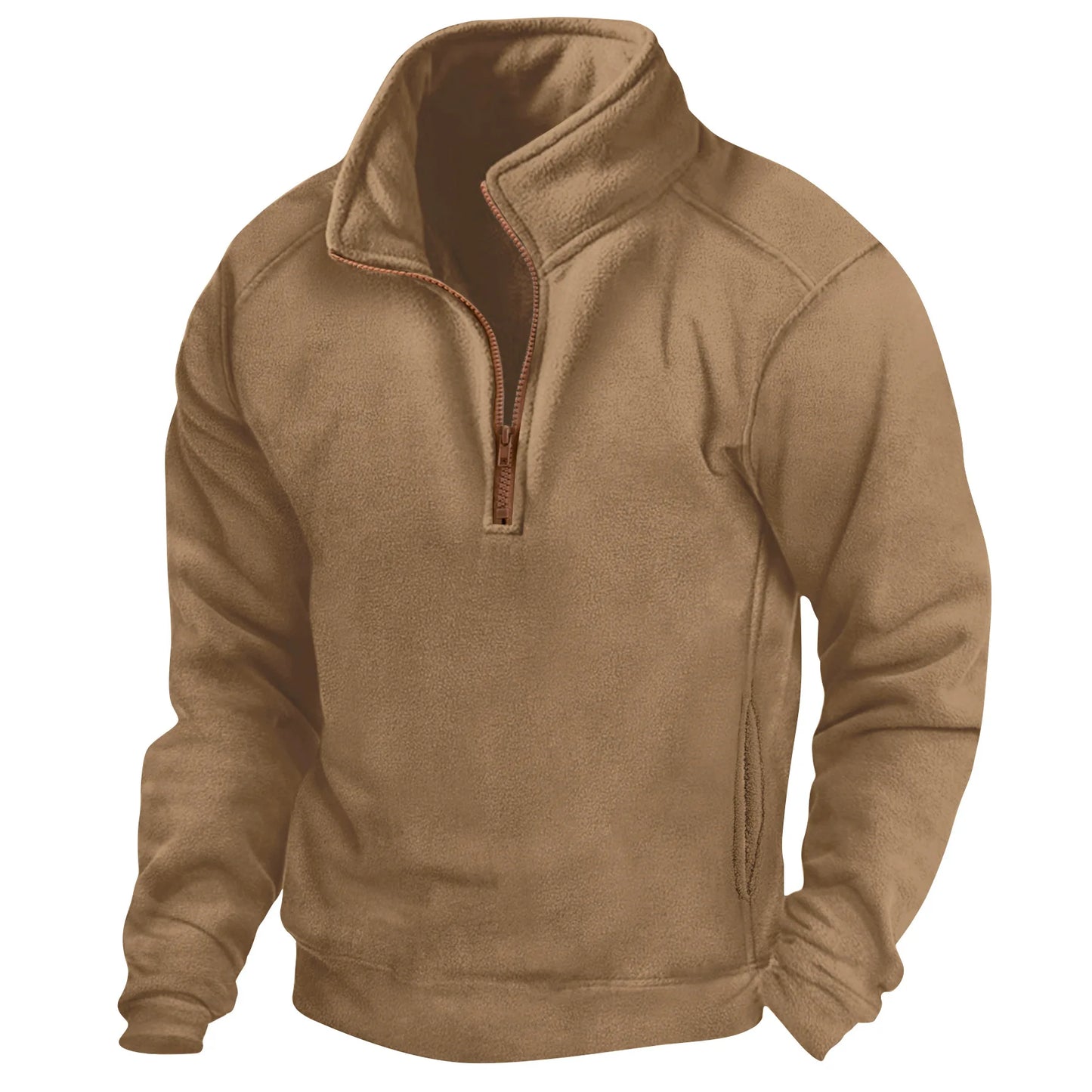 Felpa Tattica Fleece da Uomo con Collo Alto, Mezza Cerniera e Tasche Laterali, Maniche Lunghe, Ideale per Sport e Allenamenti
