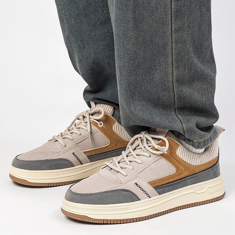 Sneakers da Uomo Patchwork con Soletta Imbottita e Chiusura a Lacci
