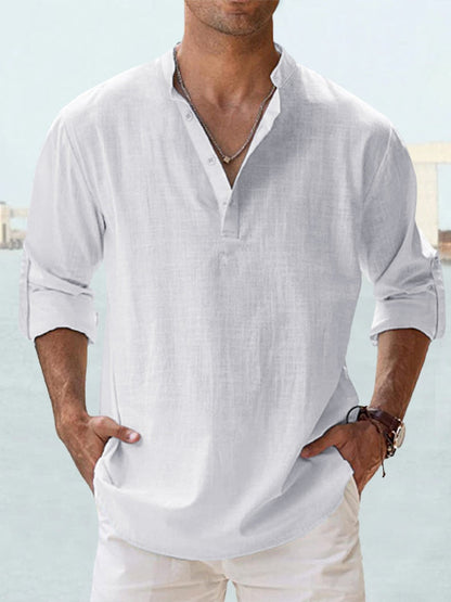 Camicia da Uomo Leggera in Lino a Maniche Lunghe I Ideale per l’Estate
