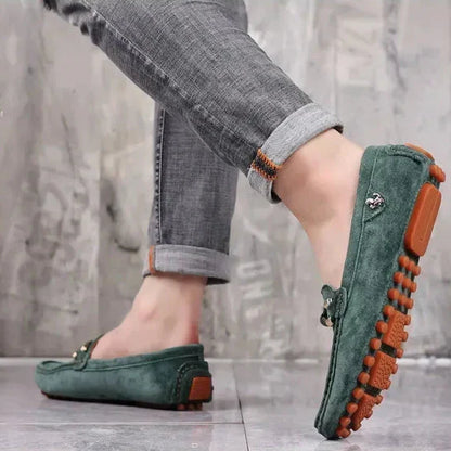 Mocassini da Uomo Tomaia in Camoscio Fascia Intrecciata Punta Moc