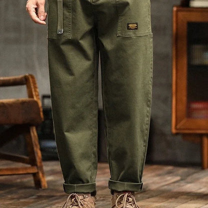 Pantaloni Uomo Cargo Cotone Canvas con Tasche Utility