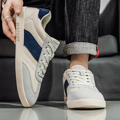 Men's Sneakers with Canvas Upper, Side Stripe, and EVA Sole