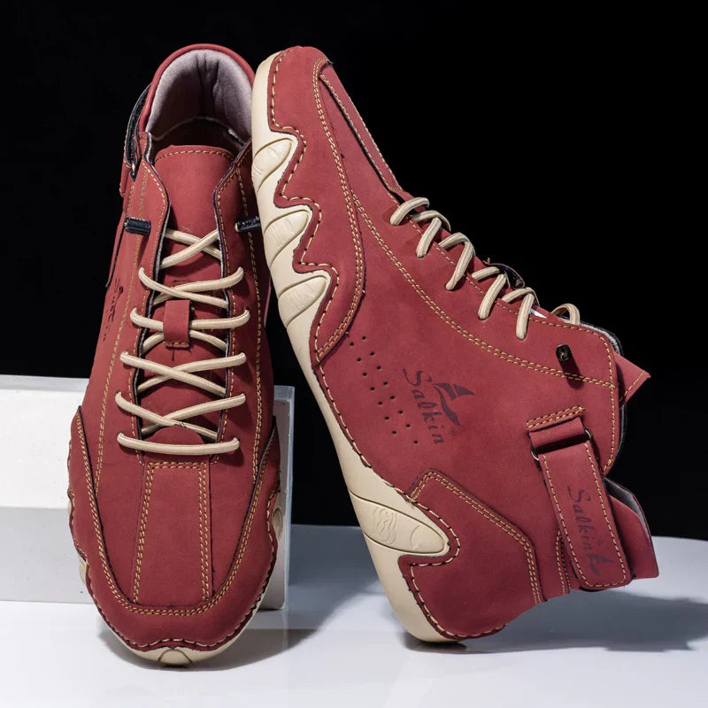 Scarpe da Uomo High Top con Suola Ondulata e Dettagli Cuciti