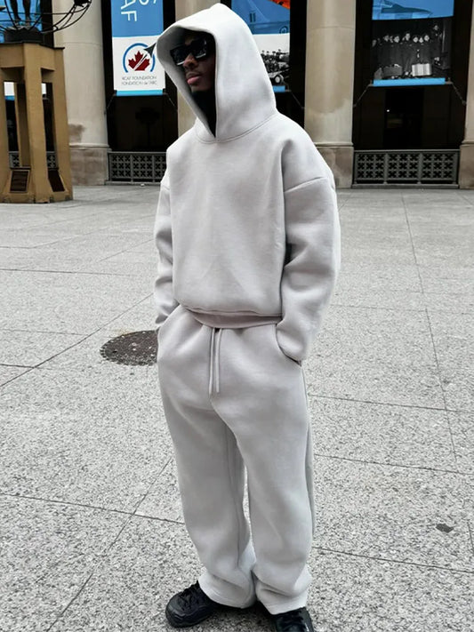 Set Felpa con Cappuccio Oversize e Jogger da Uomo I Ideale per Autunno e Inverno